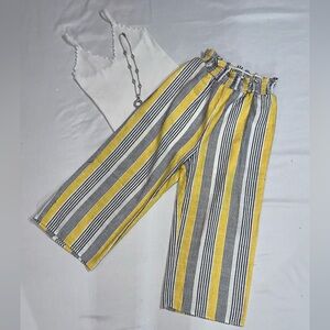 Iris Yellow and Black Striped Wide Leg Pants